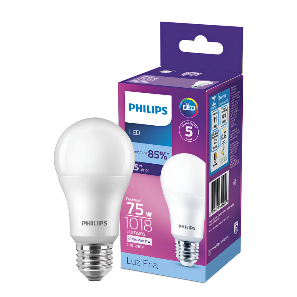 Kit 3 Lampada Led Bulbo 11W 1018Lm 180° Bivolt E27 Philips