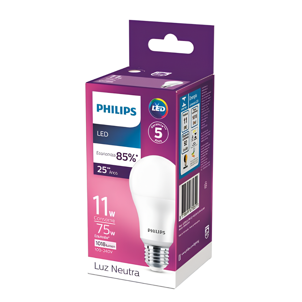 Kit 3 Lampada Led Bulbo 11W 1018Lm 180° Bivolt E27 Philips