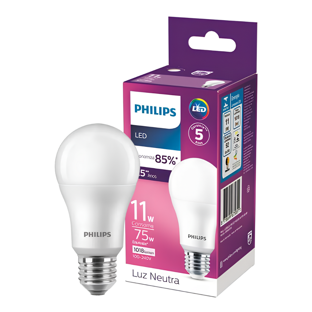 Kit 3 Lampada Led Bulbo 11W 1018Lm 180° Bivolt E27 Philips