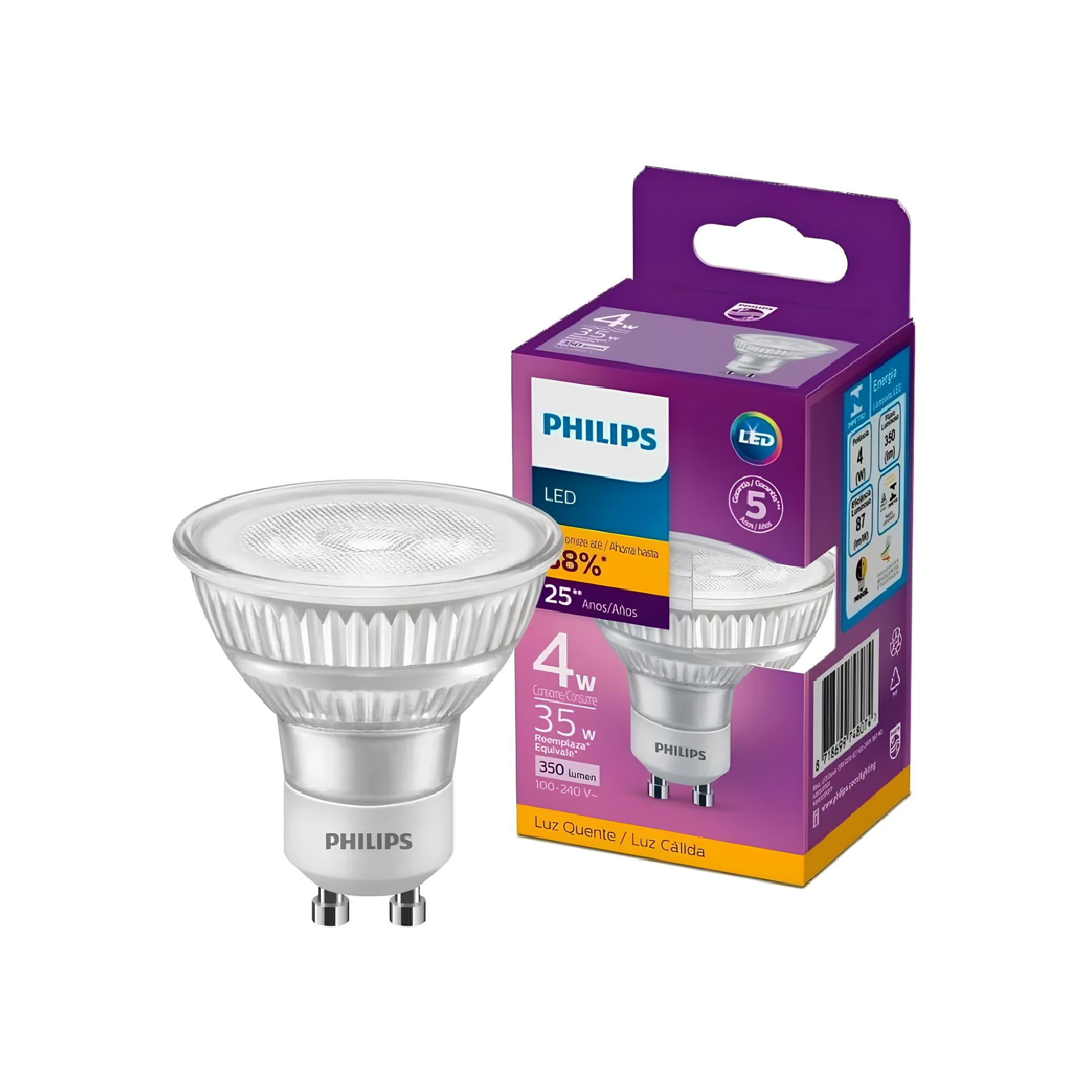 Lampada Led Dicroica 4W 350Lm 36° Bivolt Gu10 Philips