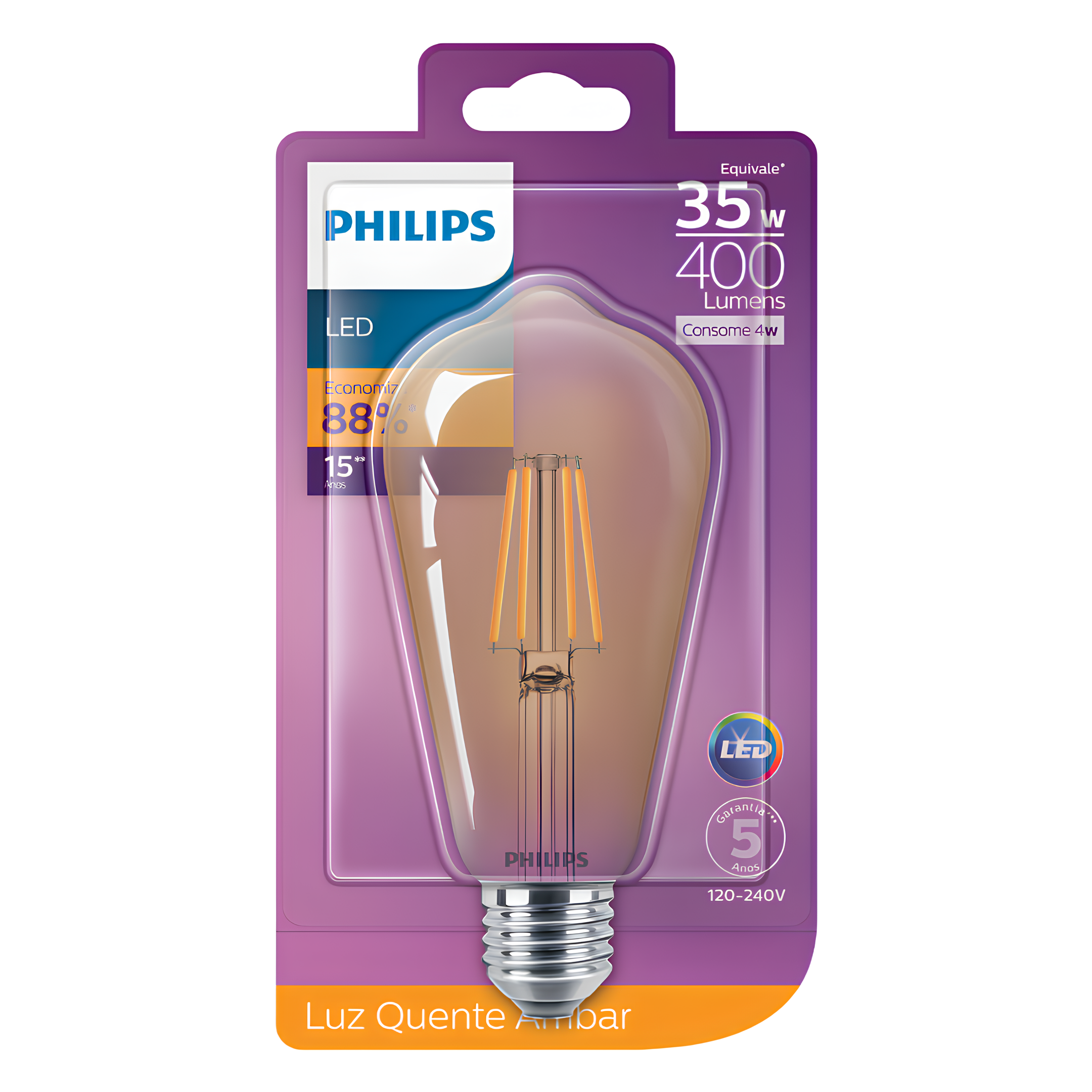 Lampada Led Retro Filamento St64 4W 2500K 400Lm Philips