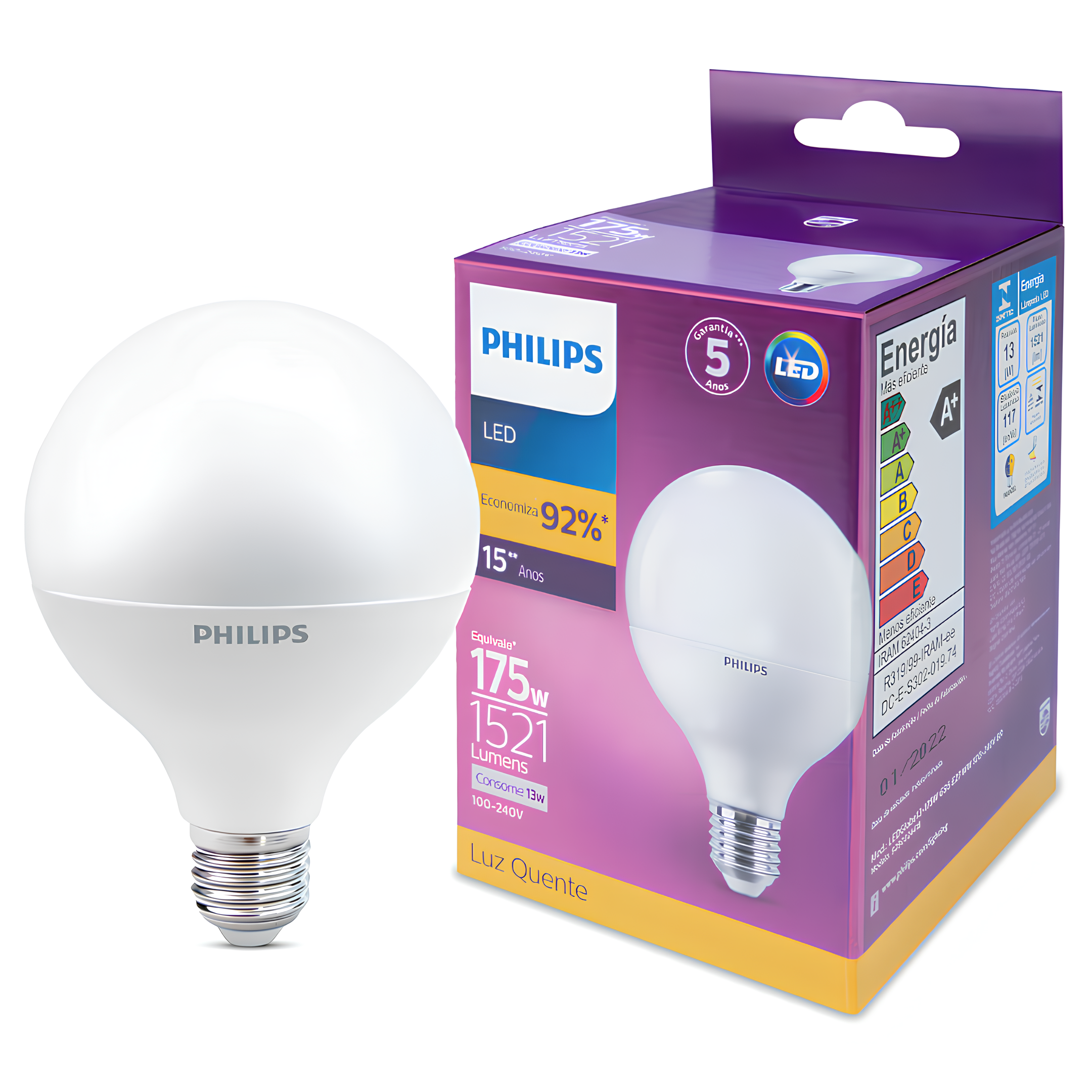 Lampada Led Globo G93 13W 2700K 1521Lm 150° Bivolt E27 Philips