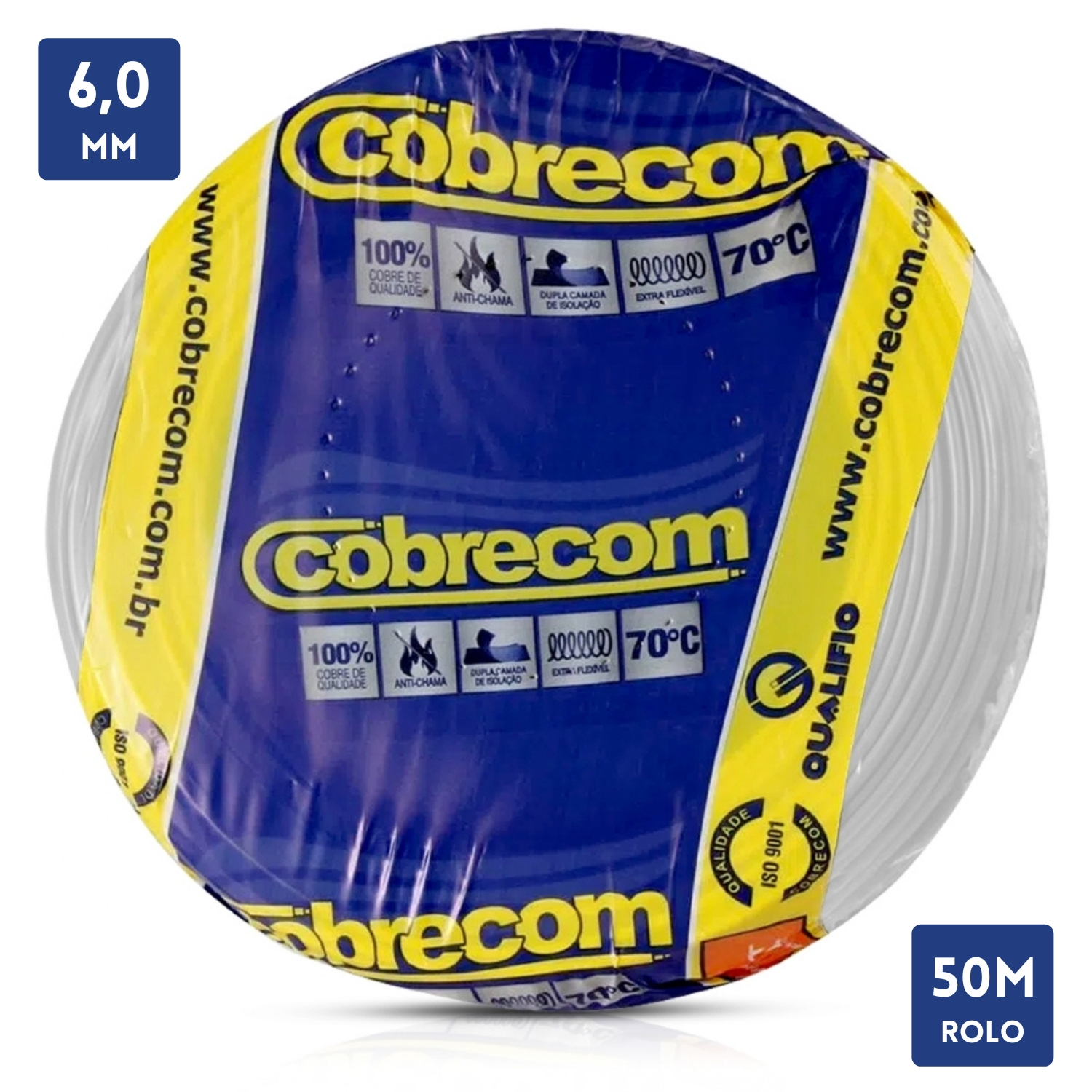 Cabo Flexível 750V 6,00mm 50 metros Cobrecom