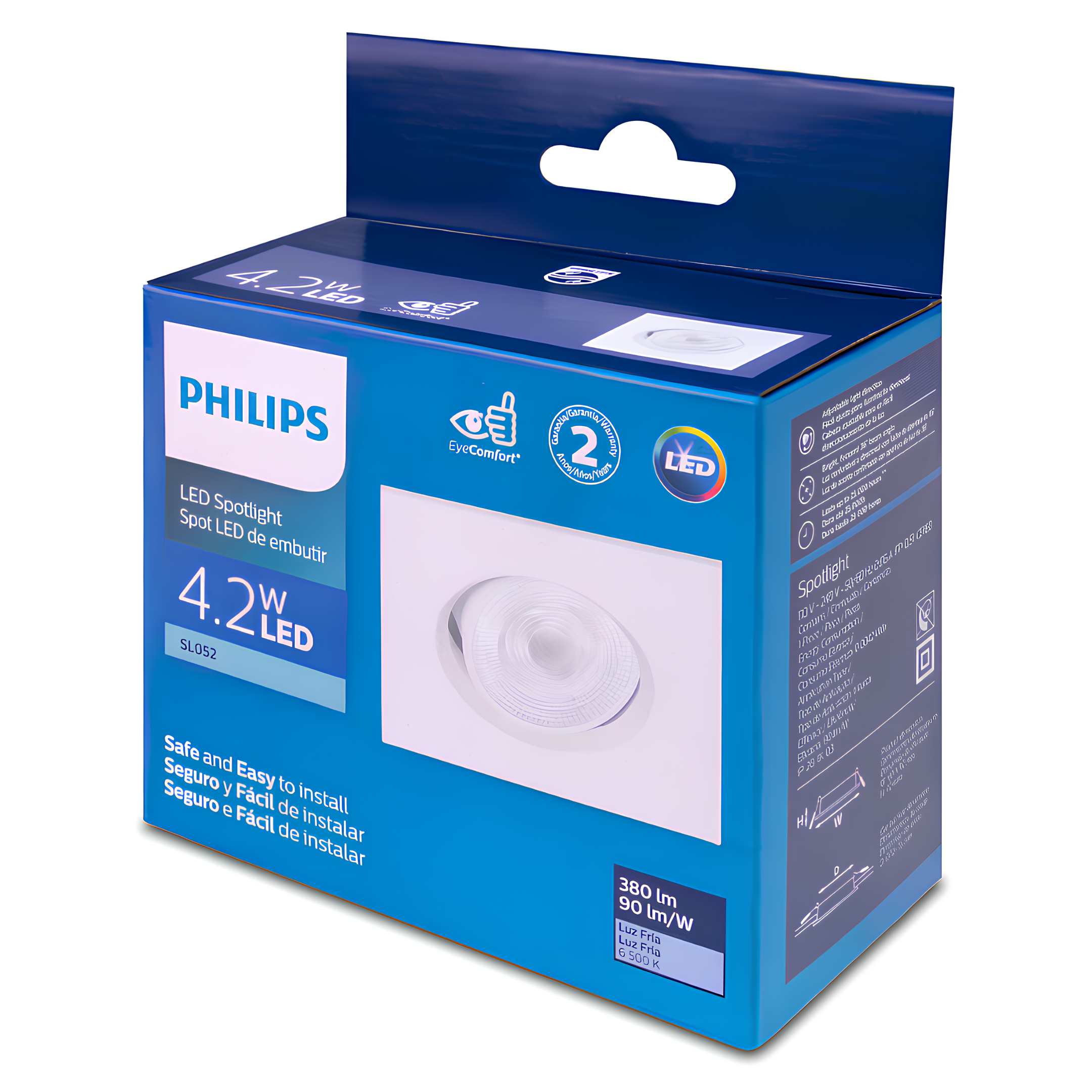 Spot Led Quadrado Embutir Sl052 4,2W 380Lm Bivolt Philips