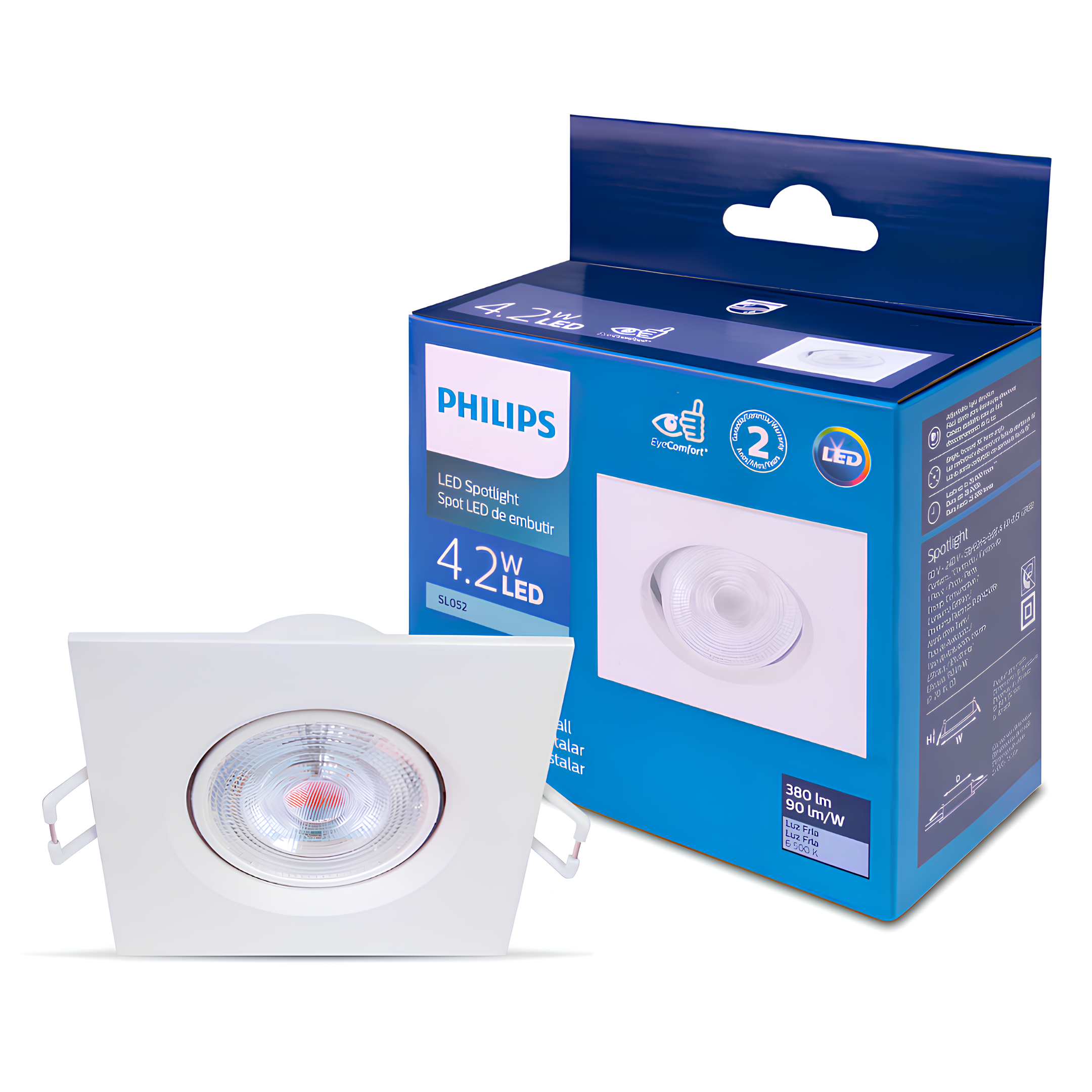 Spot Led Quadrado Embutir Sl052 4,2W 380Lm Bivolt Philips
