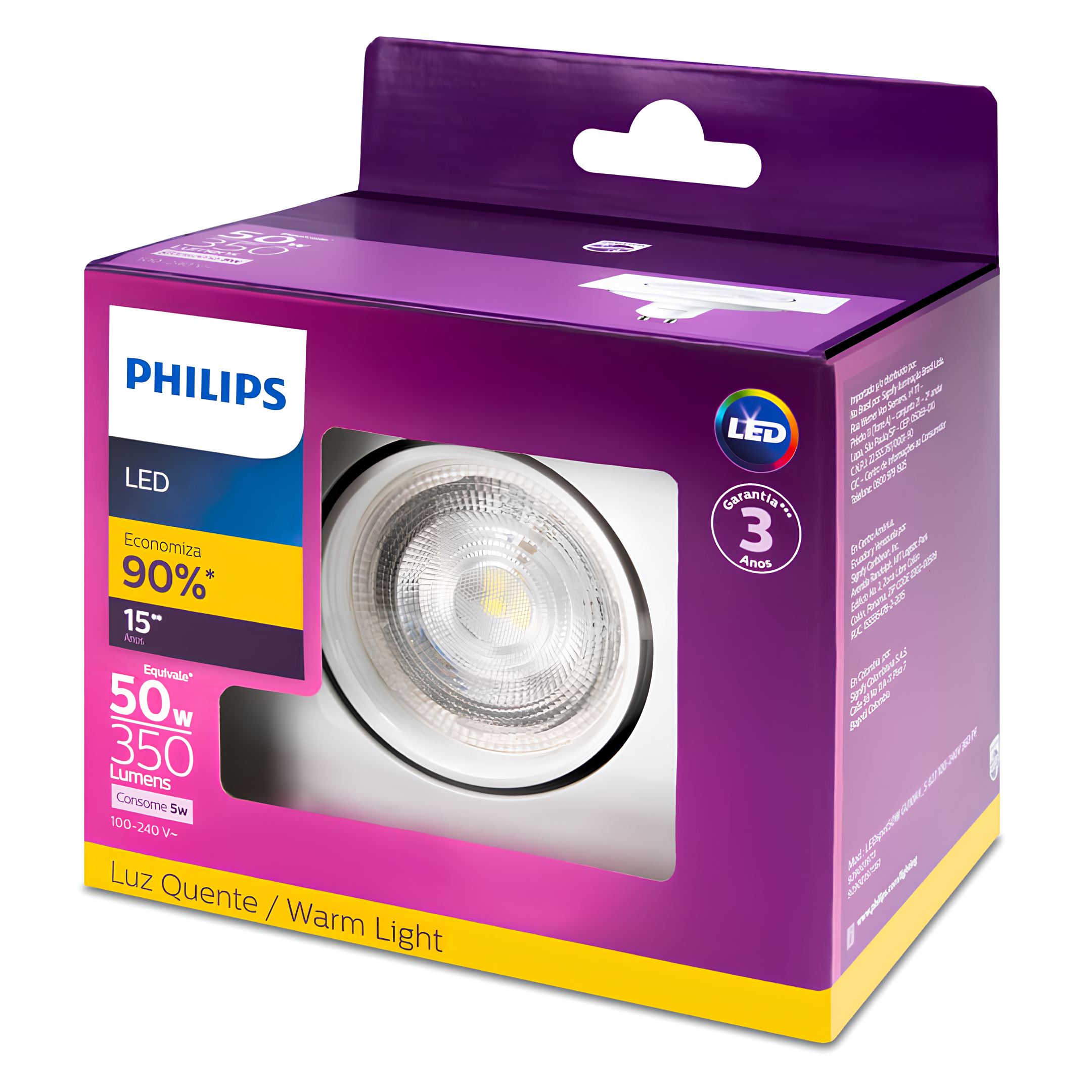 Spot Led Quadrado 5W 350Lm 36° Bivolt Gu10 Philips