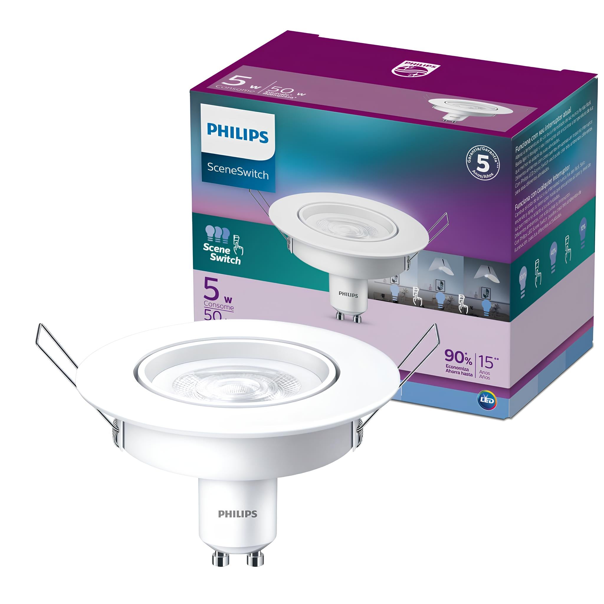 Spot Led Redondo 5w Sceneswitch Gu10 Bivolt Philips