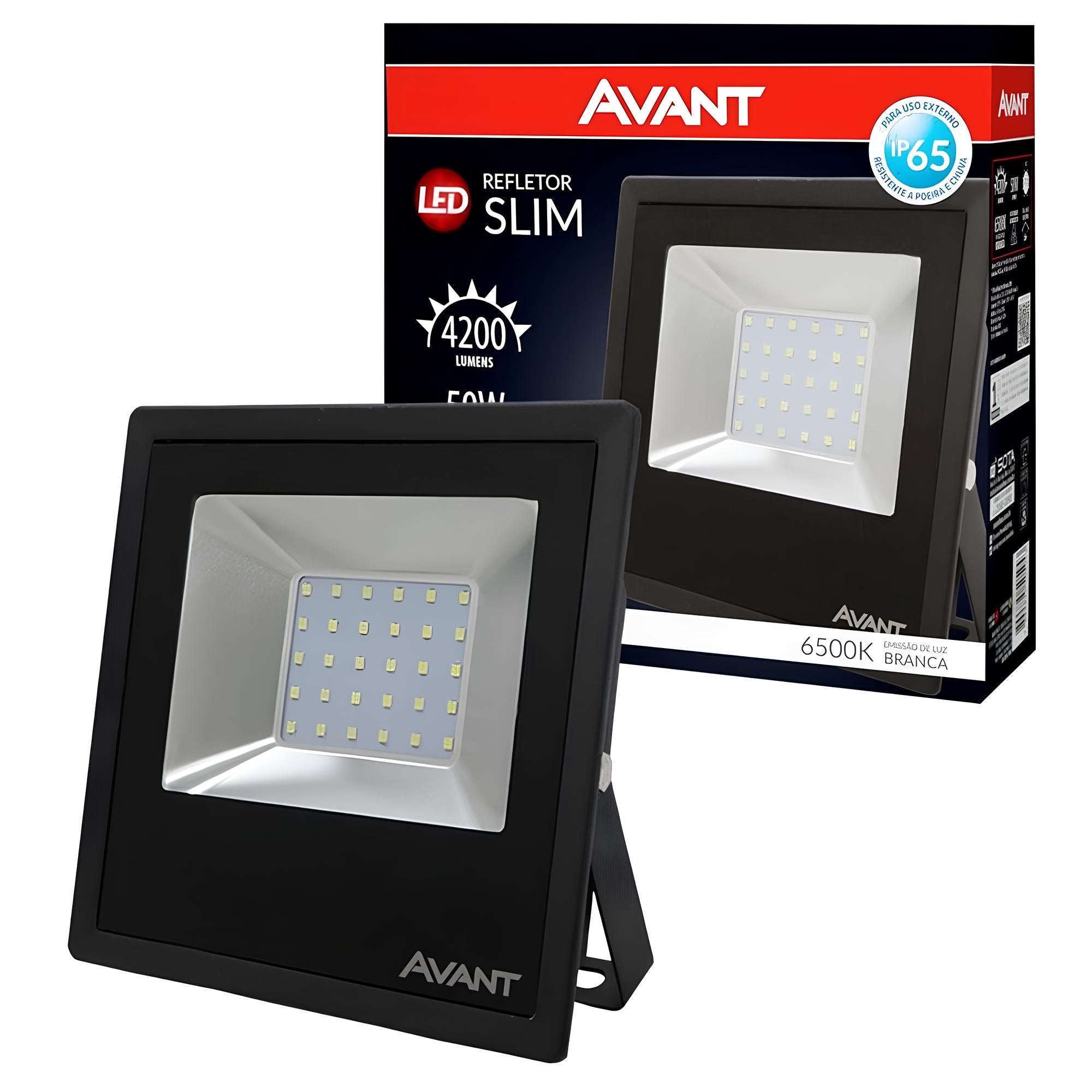 Refletor Led Slim 50W 6500K 3750Lm 120° Ip65 Bivolt Avant