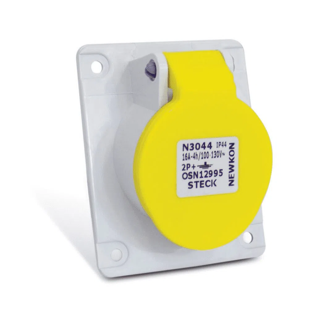Tomada De Embutir 2p+t 16a 100/130v Amarelo N3044 Steck