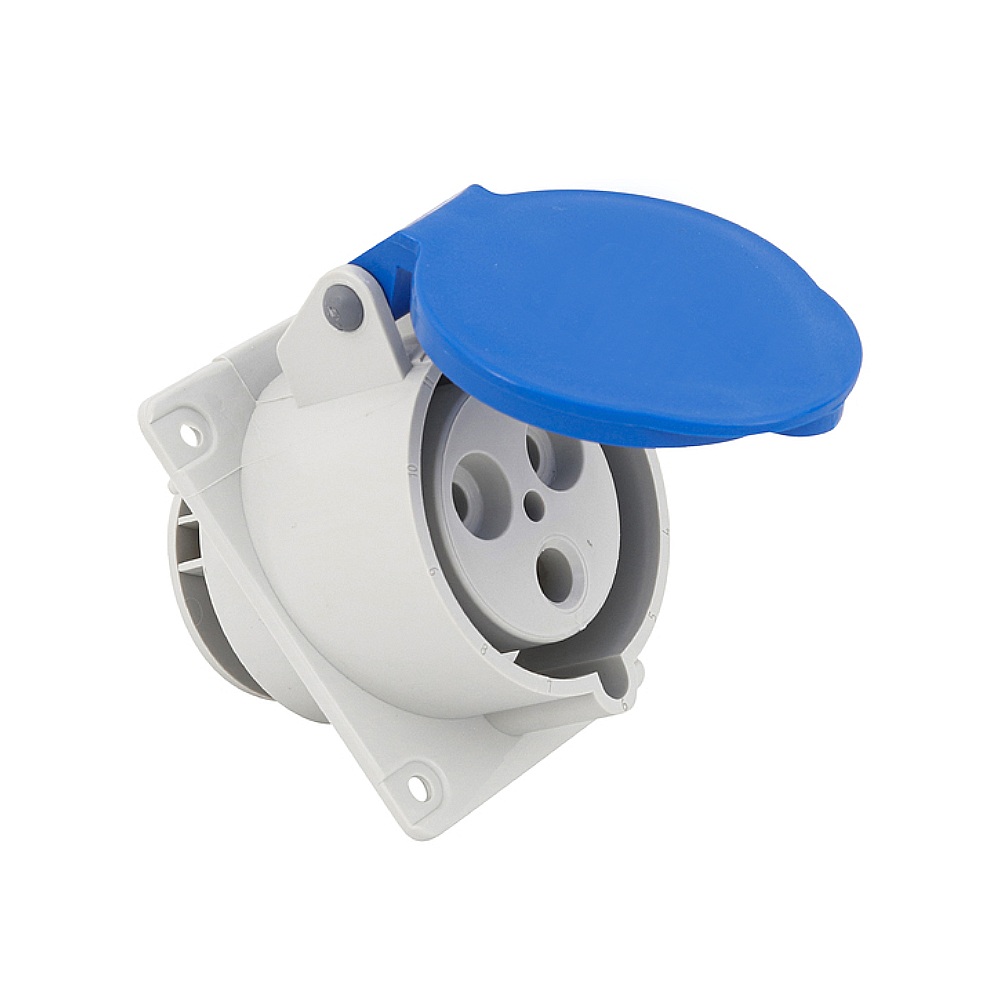 Tomada De Embutir 2P+T 32A 250V Azul C/Tampa N3246 - Steck