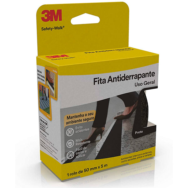 Fita Antiderrapante 3m Preta 50mm X 5m Uso Geral
