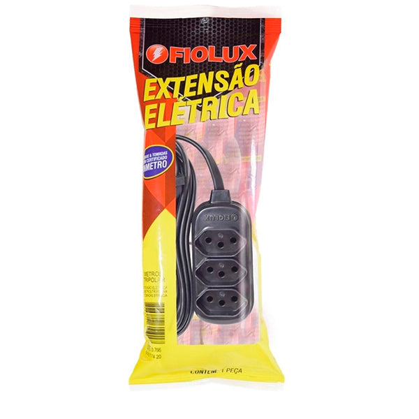 Extensão Elétrica Tripolar 2M 3 Tomadas 2P+T 10A Bivolt Fiolux