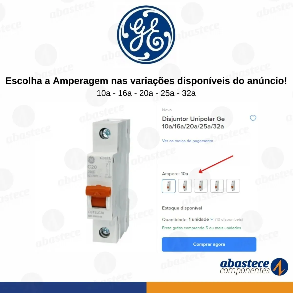 Disjuntor Unipolar Din Curva C 63a GE