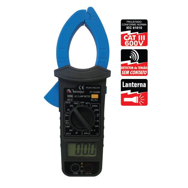Alicate Amperimetro Digital ET-3200B Minipa