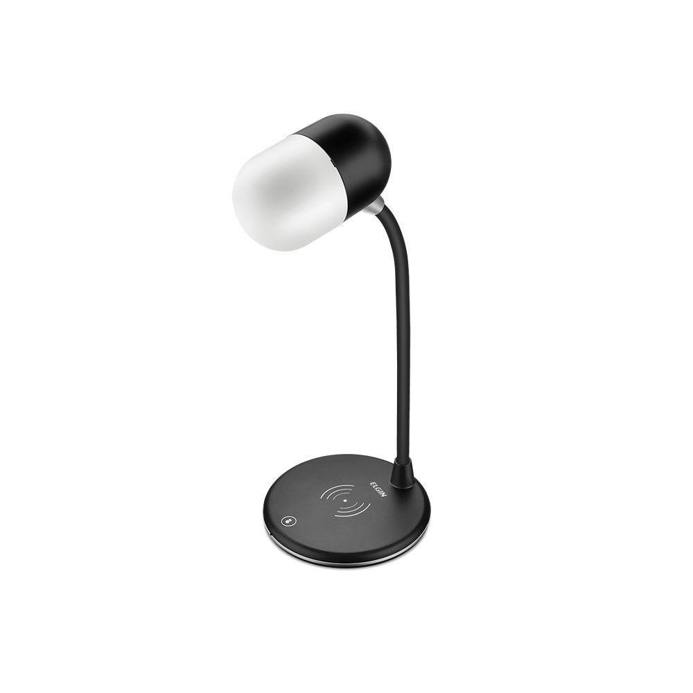 Luminária LED Mesa Lumi Play Carregador Indução Preto Elgin