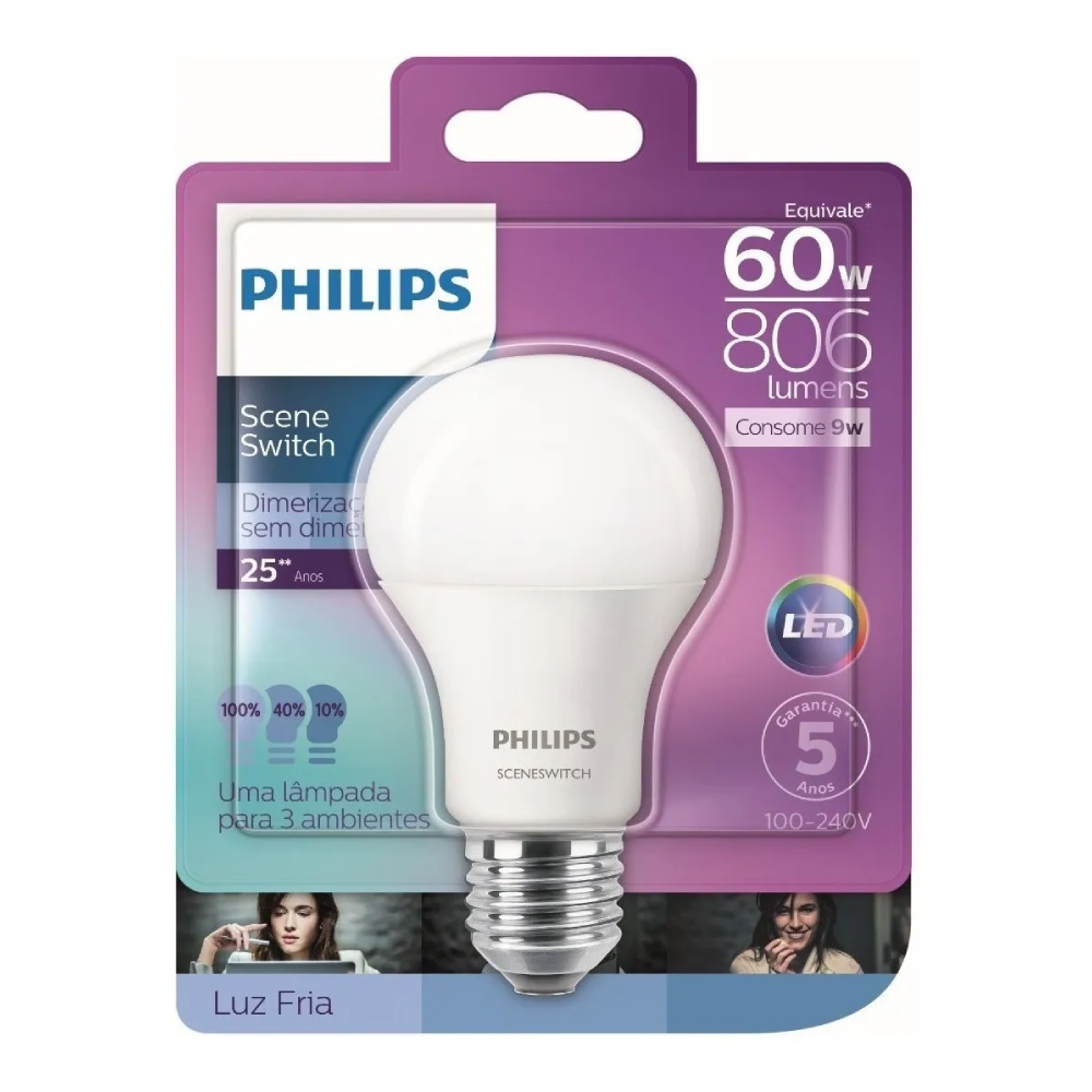 Lampada Led Bulbo Sceneswitch Dim 9W 806Lm Bivolt Philips