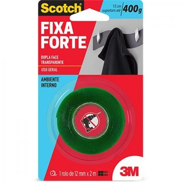 Fita Dupla Face Fixa Forte 12Mmx2m - 3M