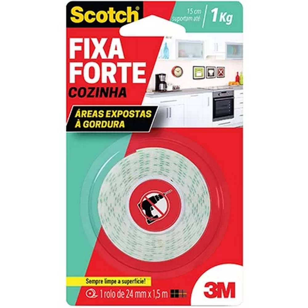 Fita Dupla Face Fixa Forte Cozinha 24Mmx1,5M 700G - 3M