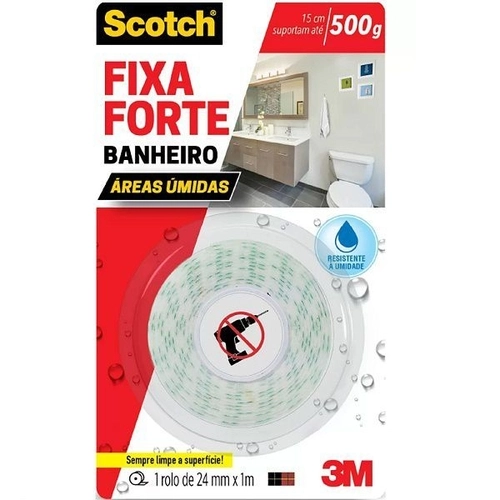 Fita Dupla Face Fixa Forte Banheiro 24Mmx1m 500G - 3M