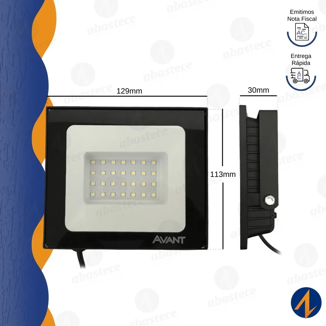 Refletor Led Slim 30W 6500K Bivolt Avant