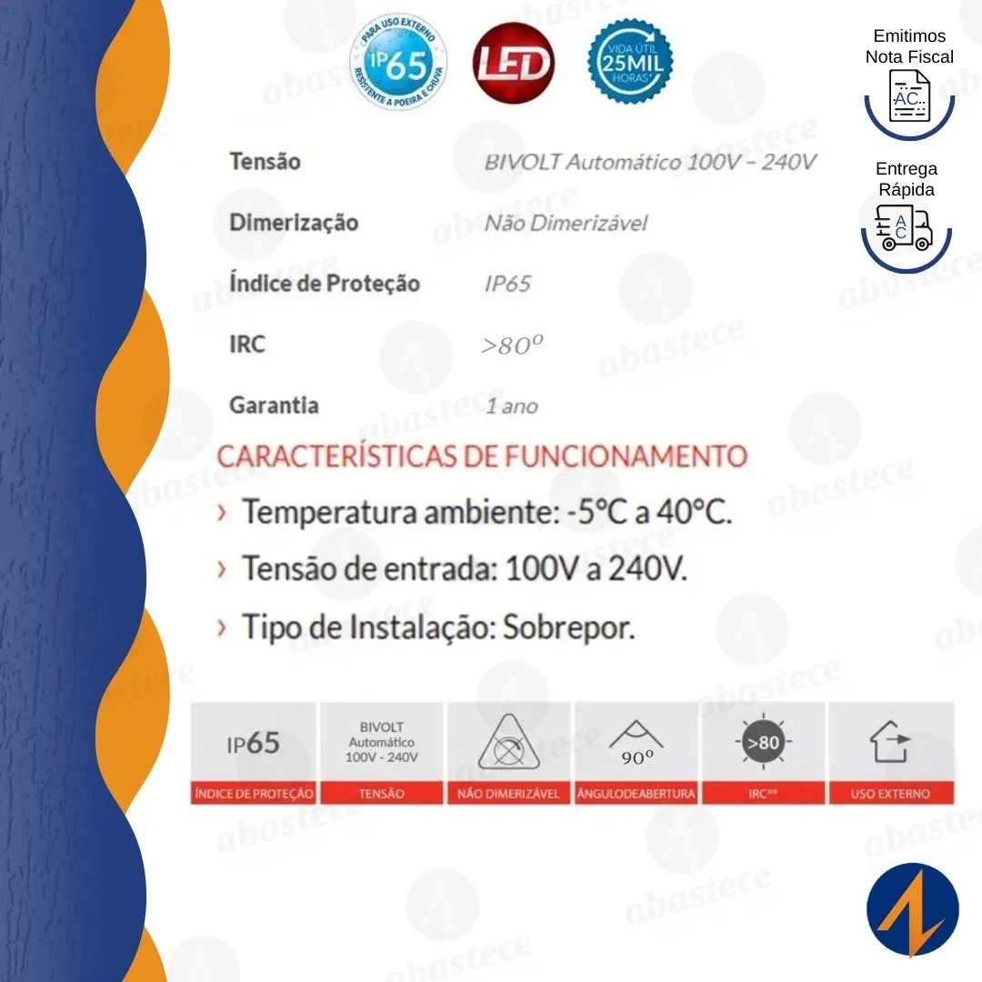 Refletor Led Slim 30W 6500K Bivolt Avant