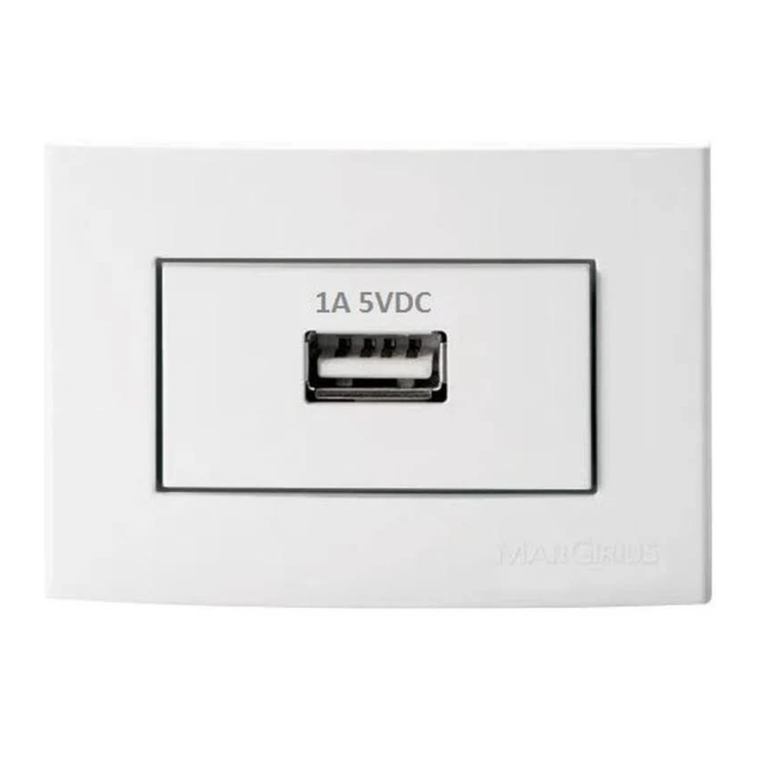 Tomada Carregador Usb Para Movel Branca Sleek 1A Margirius