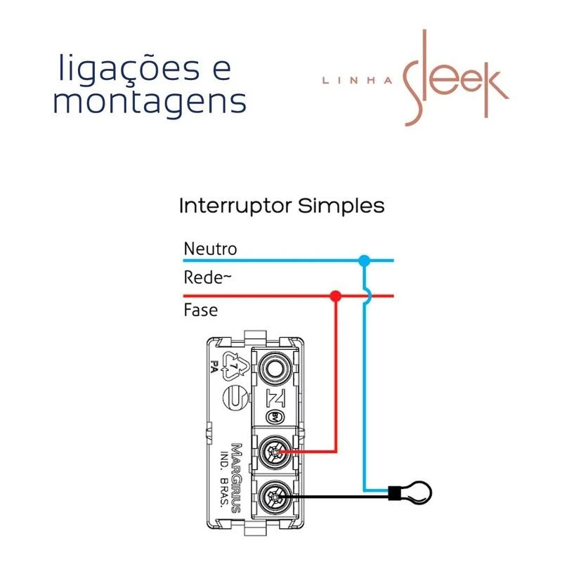 Interruptor Para Moveis Simples Marrom Sleek 10A Margirius
