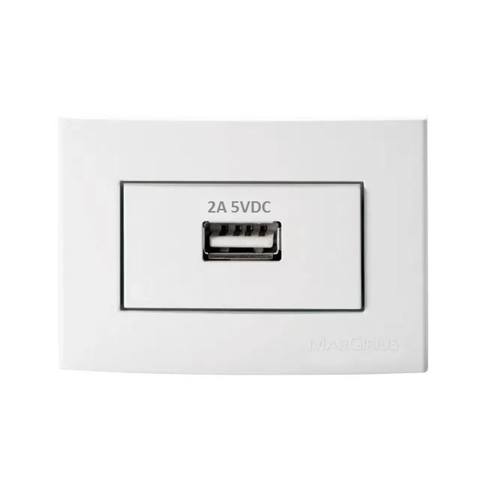 Tomada Carregador Usb P/Moveis 2a Branco Biv Sleek Margirius