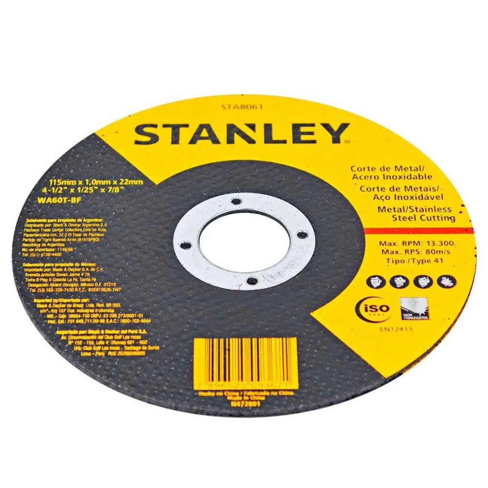 Disco Abrasivo Corte Inox 4.1/2" Sta8061 Stanley