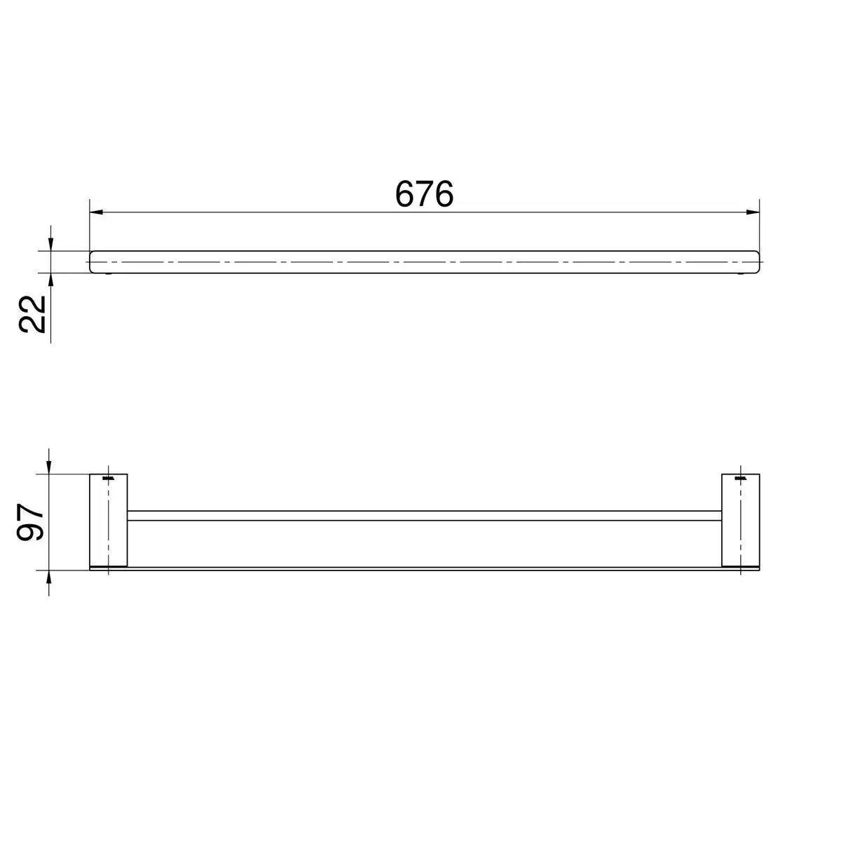 Porta Toalha Bastão Duplo Flat Cromado 01013706 Docol