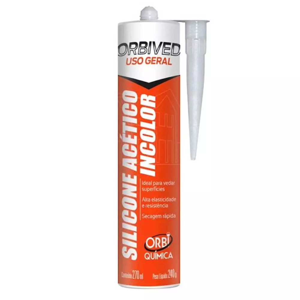 Silicone Acético Incolor Uso Geral 16694 250gr OrbiQuimica