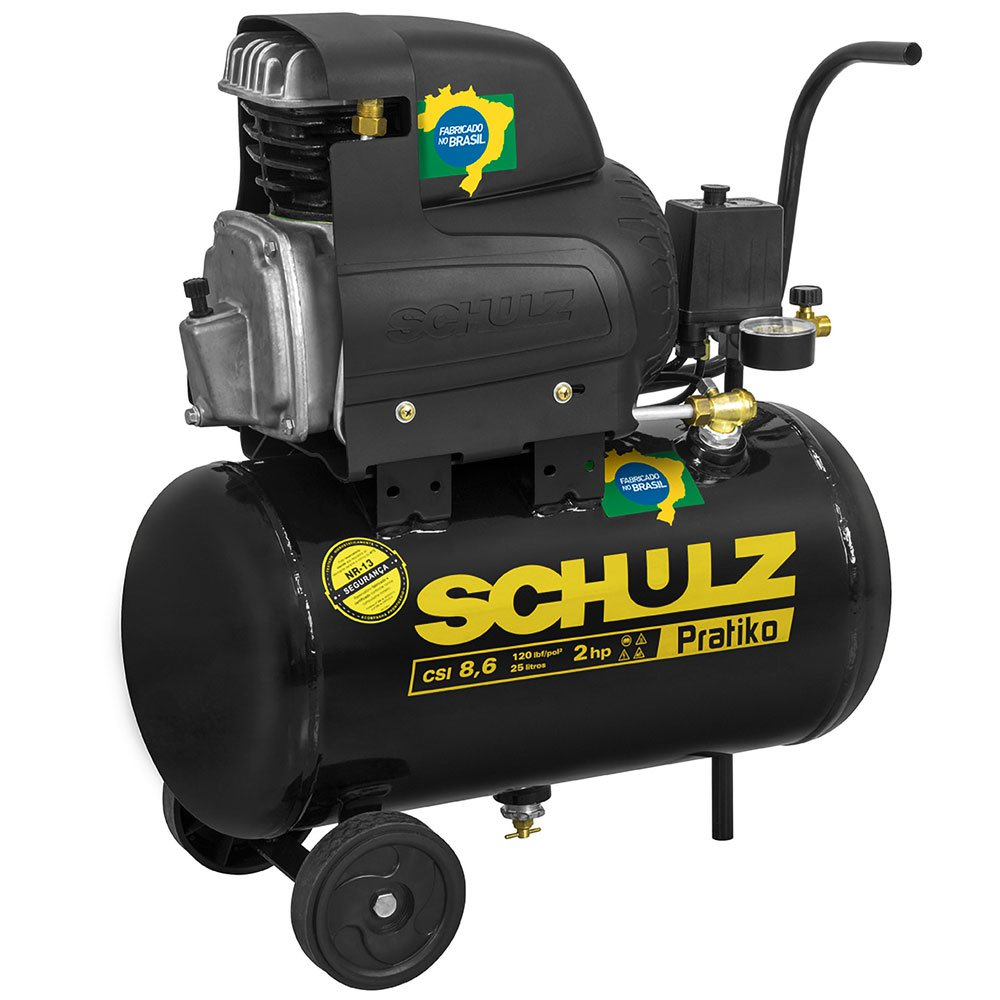 Compressor CSI 8.6 Pratiko 25 Litros 120 Libras 2 cv Schulz