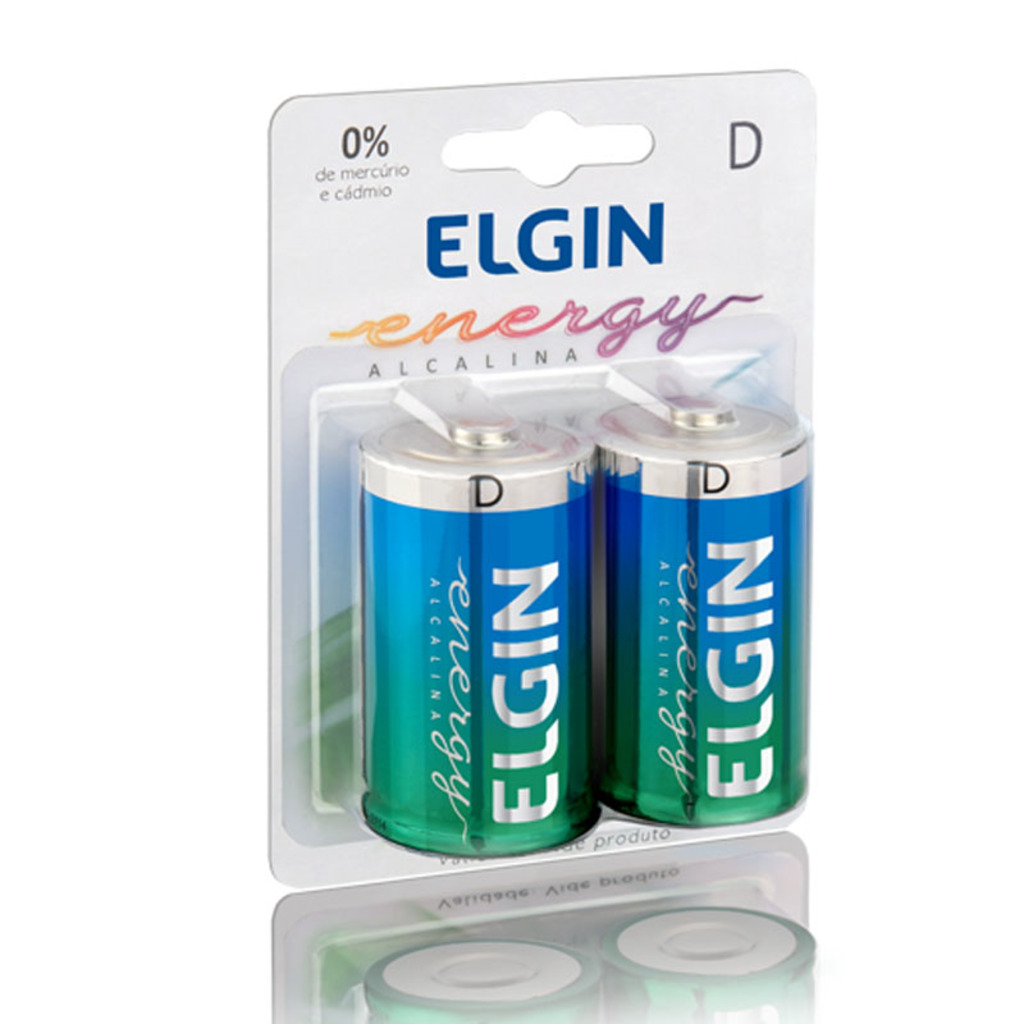 Pilha Alcalina D Blister c/2 peças Elgin