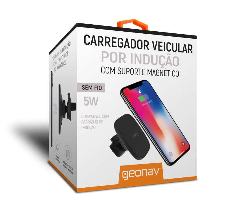 Carregador Veicular Induçao Magnetico CV5WQI Preto Geonav