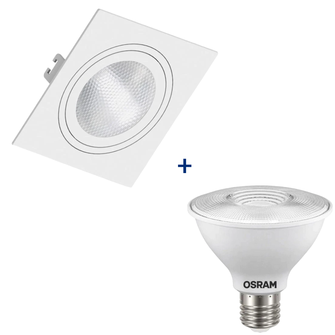 Spot Led Quadrado Branco Par30 9,5W 900Lm Ip20 Bivolt Osram