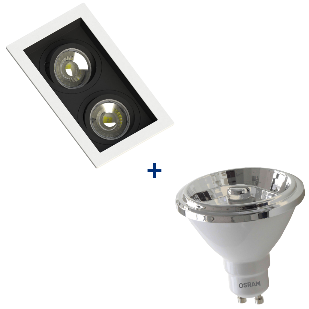 Spot Embutir Recuado Br/Pt 2 Ar70 4,8W 2700K Biv Ledvance
