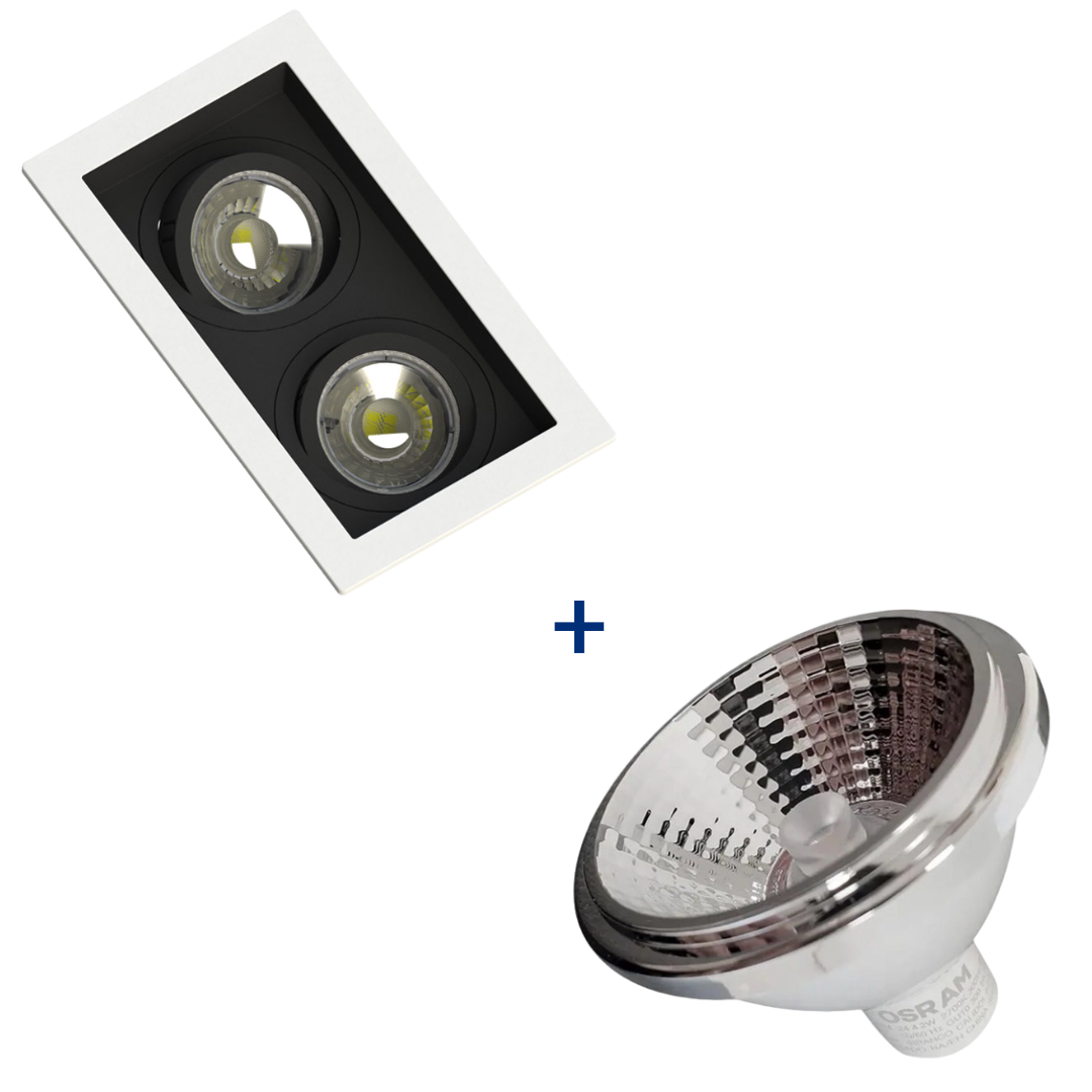 Spot Embutir Recuado Br/Pt 2 Ar70 4,2W 2700K Biv Ledvance