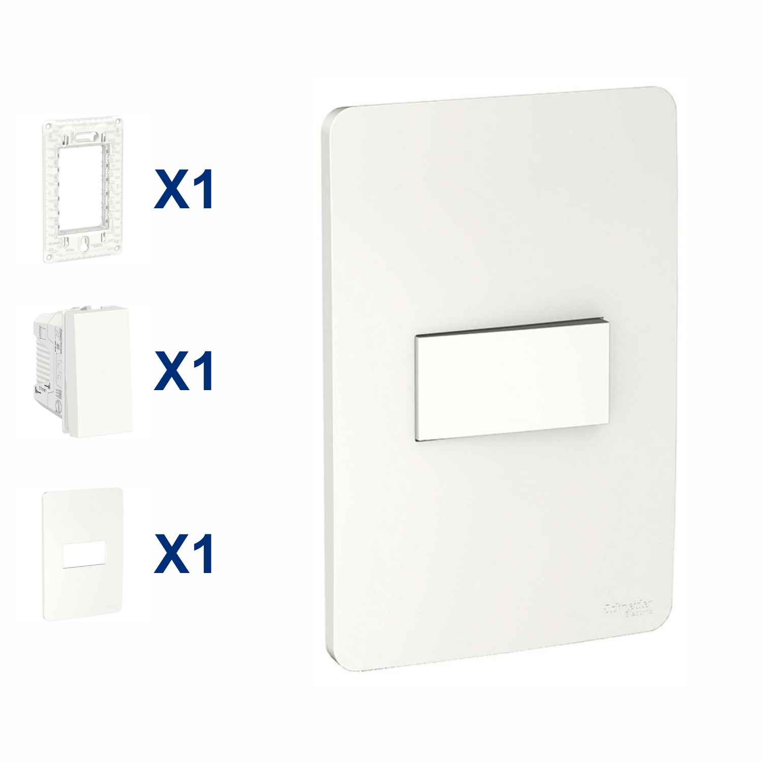 Conjunto De Interruptor Simples 1 Modulo 10A 4X2 Br Orion Schneider