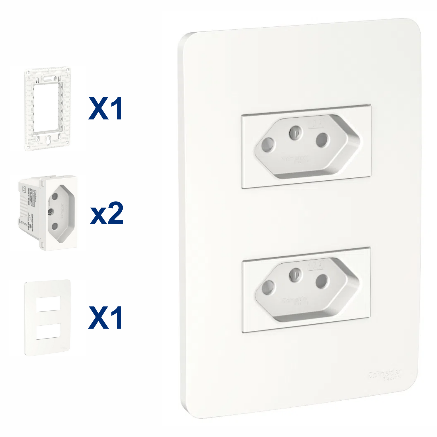 Conjunto De Tomada 2 Modulo 10A 4X2 Br Orion Schneider