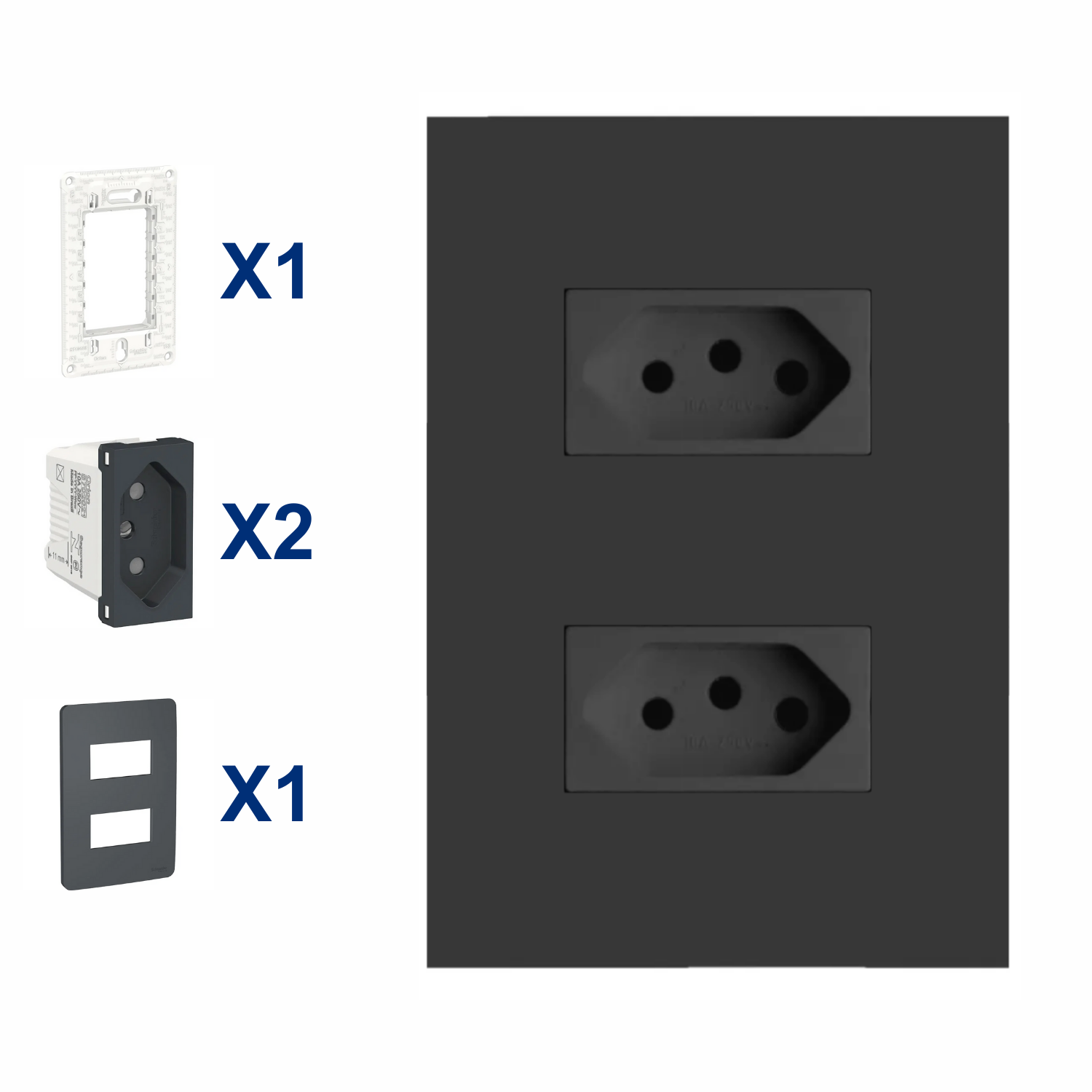 Conjunto De Tomada 2 Modulo 20A 4X2 Pt Orion Schneider