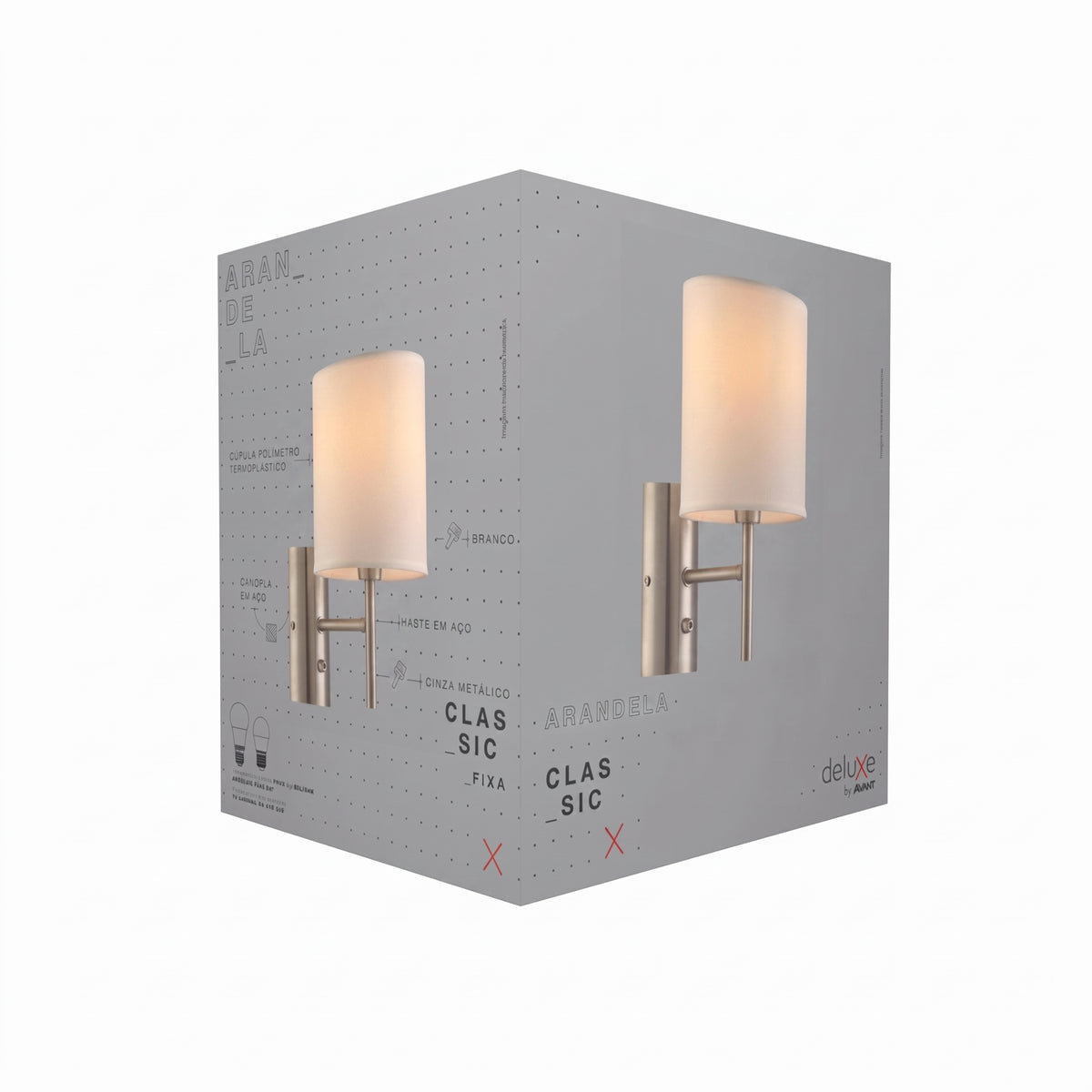 Arandela de Parede 1xE27 Bivolt branco/Cinza Classic Avant