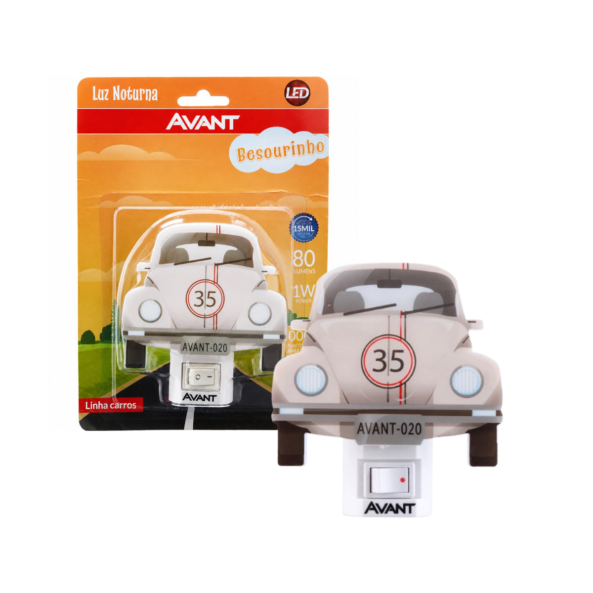 Luminária LED Infantil 1W 3000K 80Lm Bivolt Carro Avant