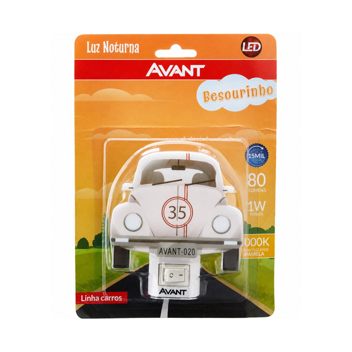 Luminária LED Infantil 1W 3000K 80Lm Bivolt Carro Avant