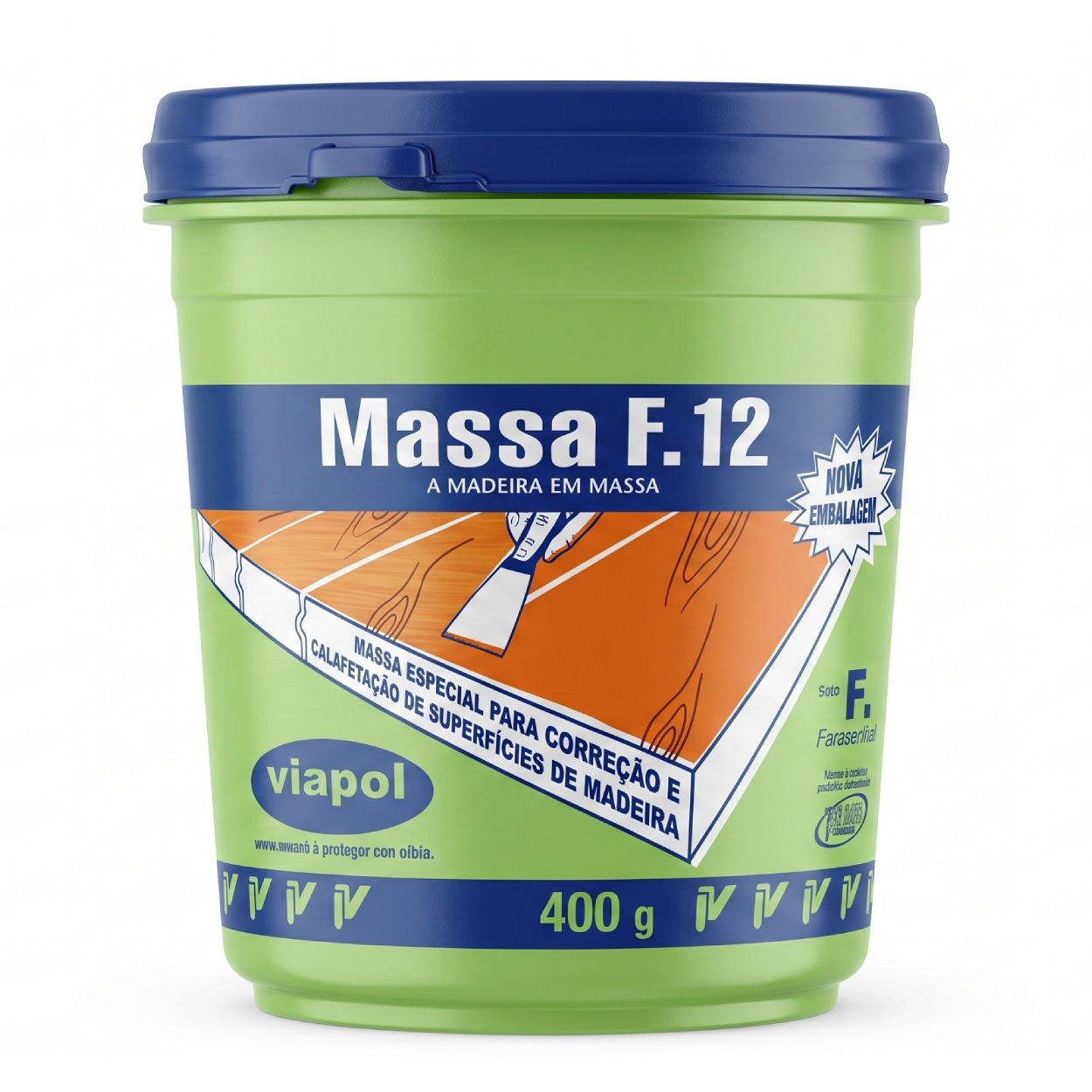 Massa Calafetar Madeira F12 Cor Branca 400G V0210681 Viapol