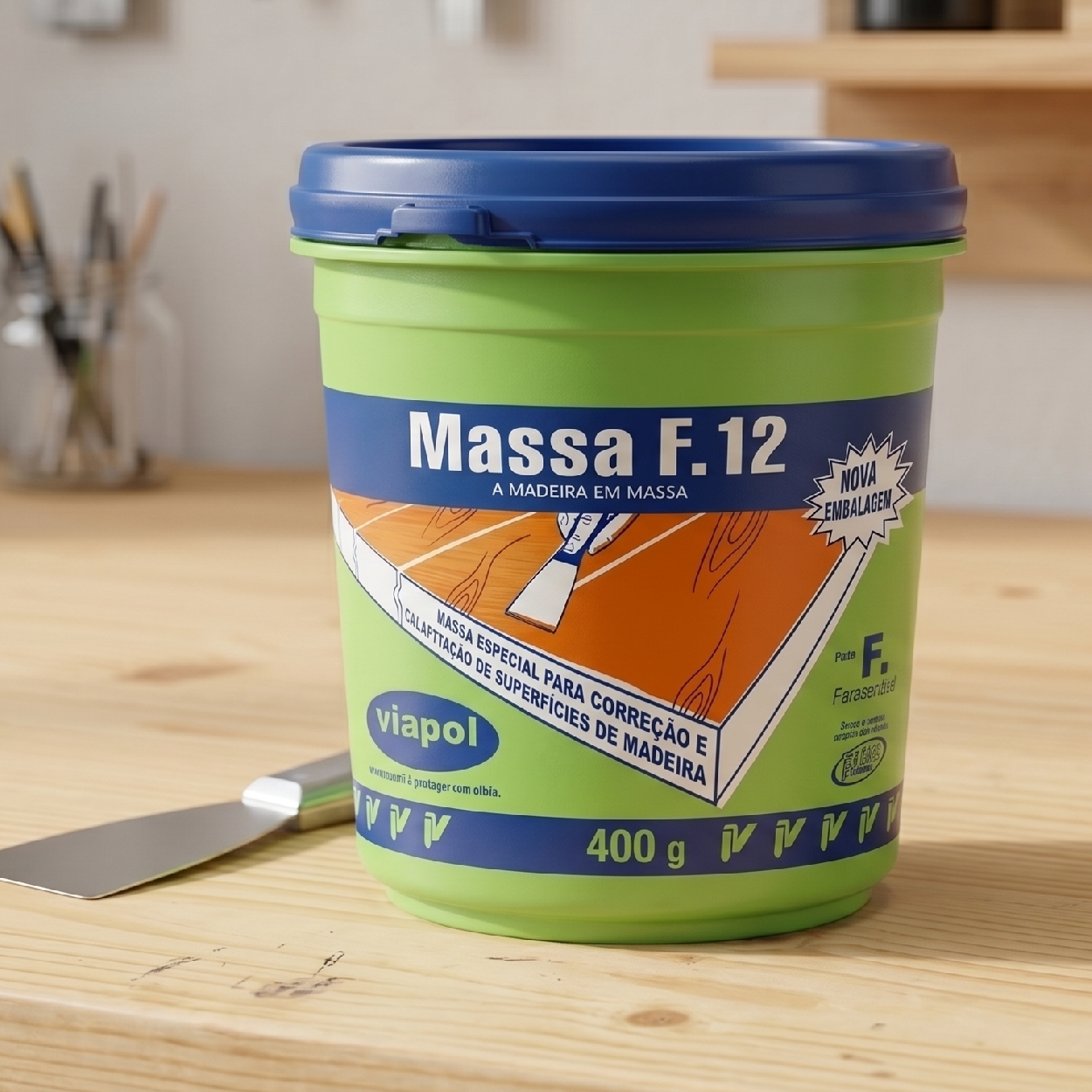 Massa Calafetar Madeira F12 Cor Branca 400G V0210681 Viapol