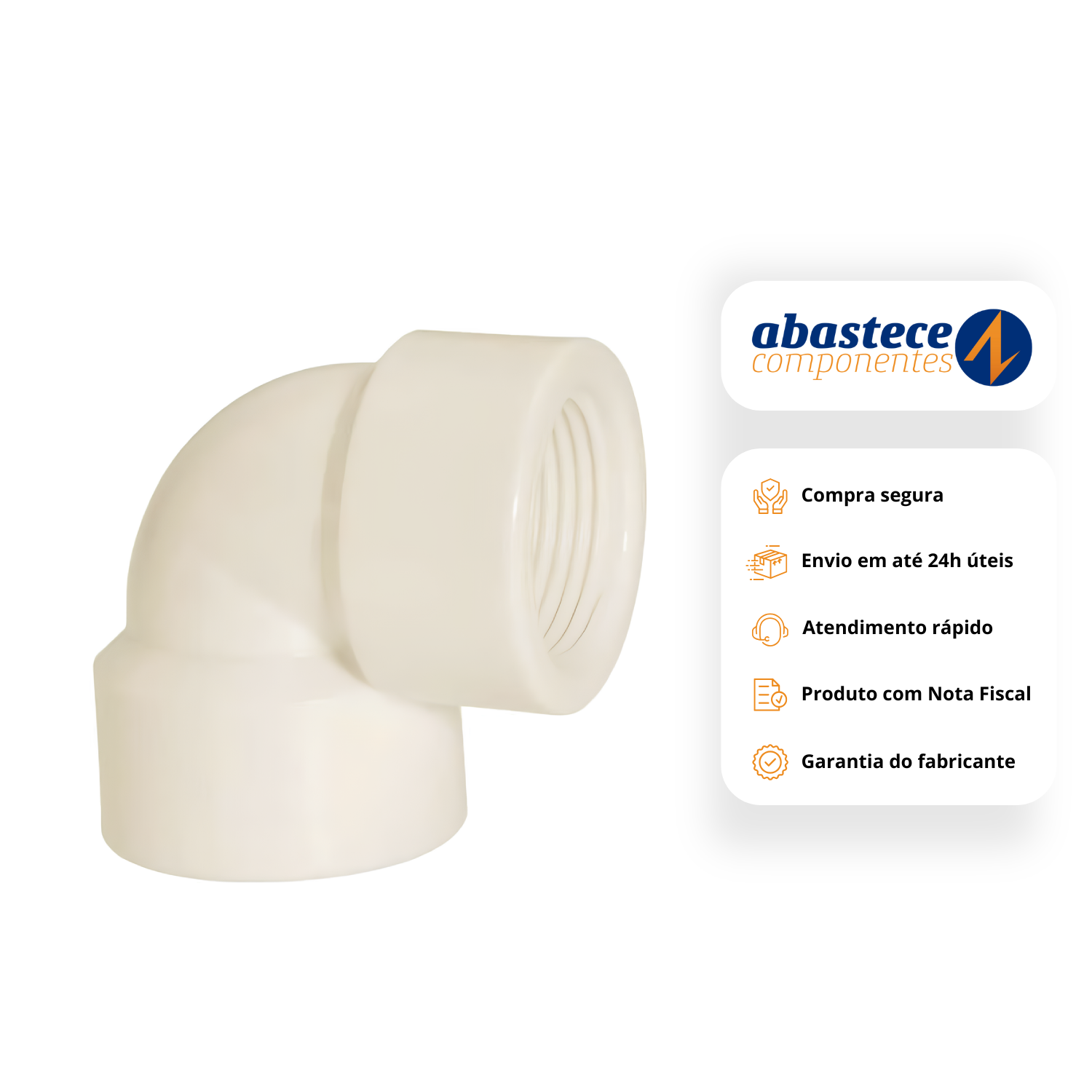 Joelho 90° Roscável Esgoto Série Normal 1" Pvc Branco Amanco