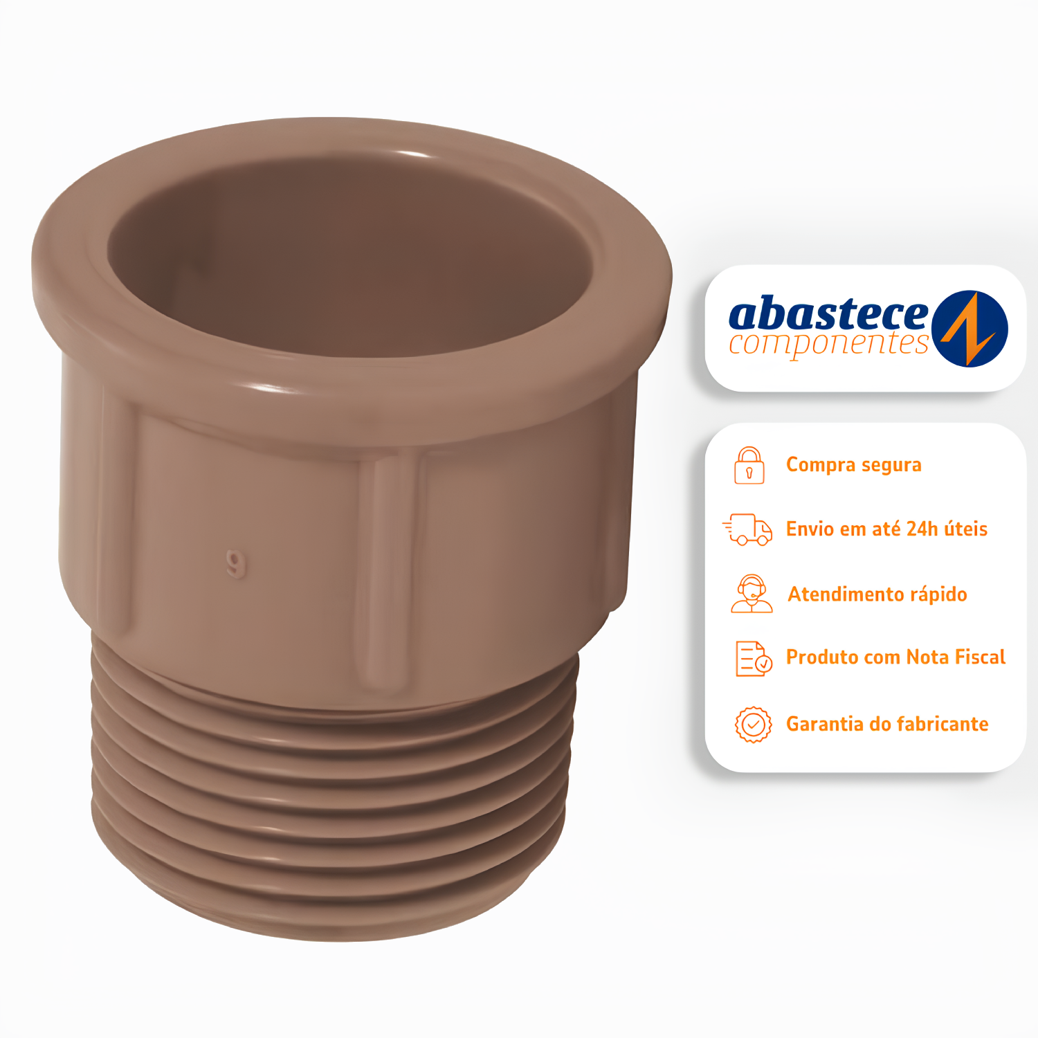 Adaptador Soldavel Curto Bolsa E Rosca 50mm X 1.1/4 Pvc Marrom 98886 Amanco