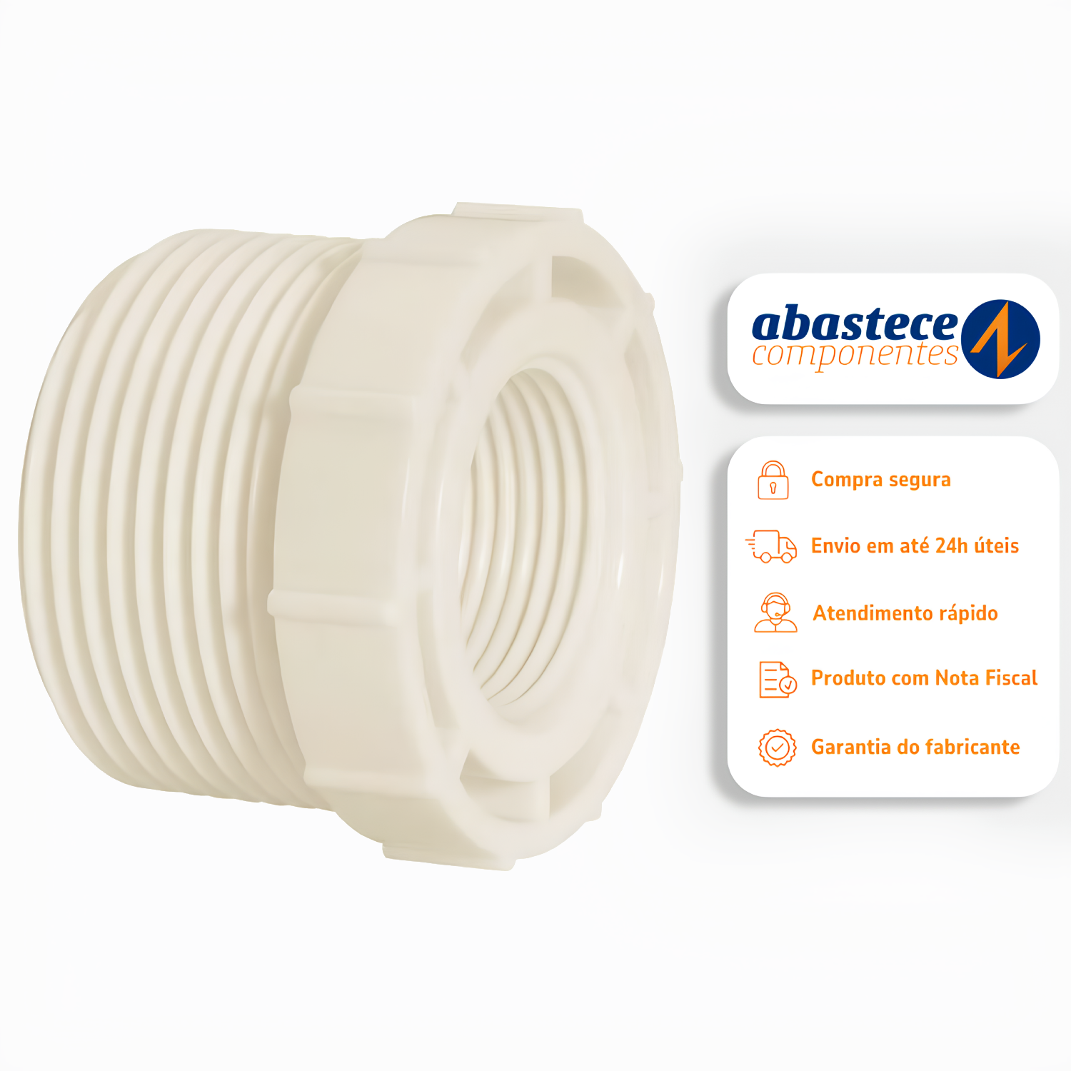Bucha de Redução Roscável 1"x3/4" Pvc Branco 11526 Amanco