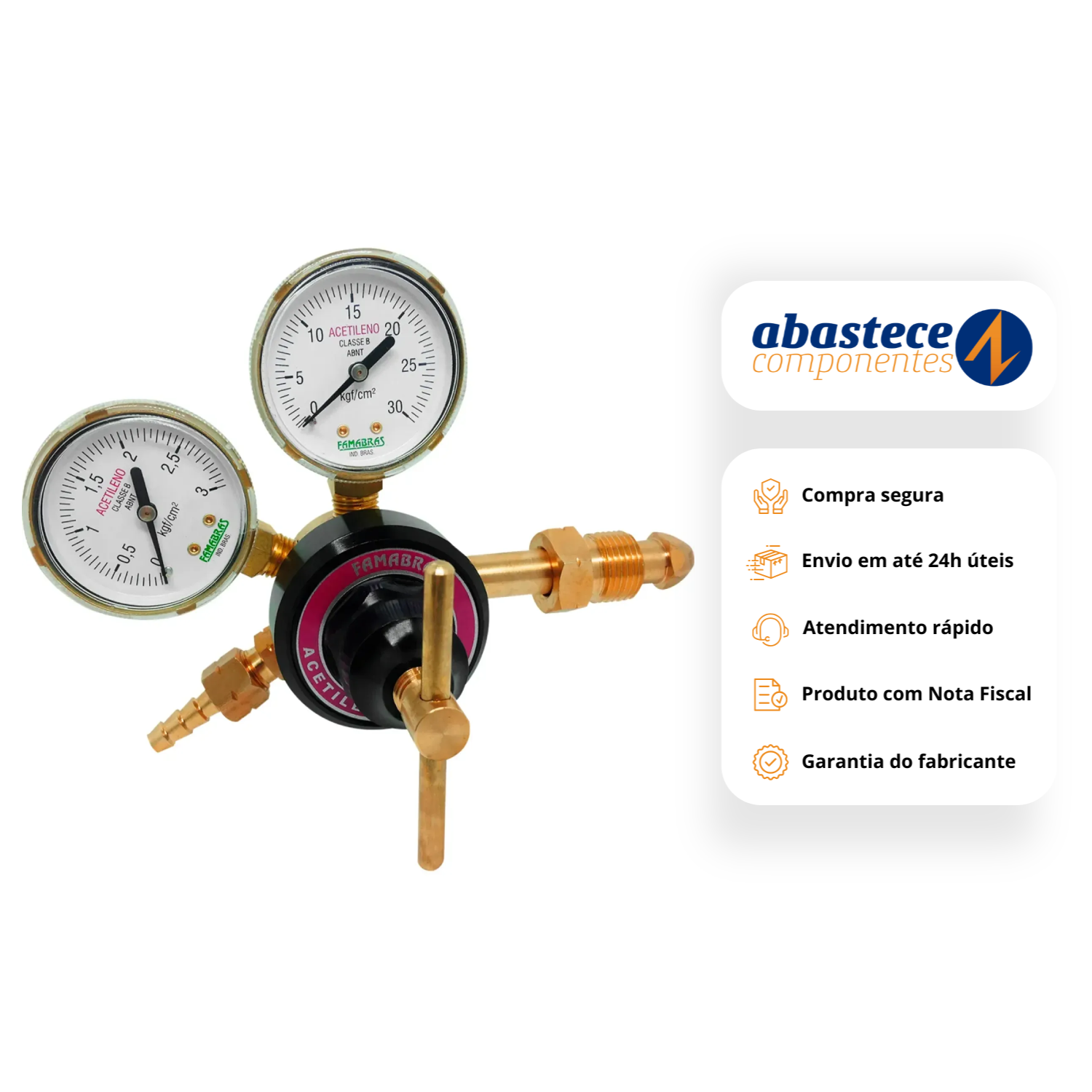 Regulador Pressao Cilindro Acetileno Ri03P 25026101 Famabras