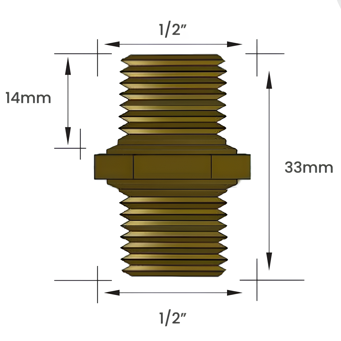Niple Reto Com Rosca Bsp 11603E 1/2 X 1/2 Garden